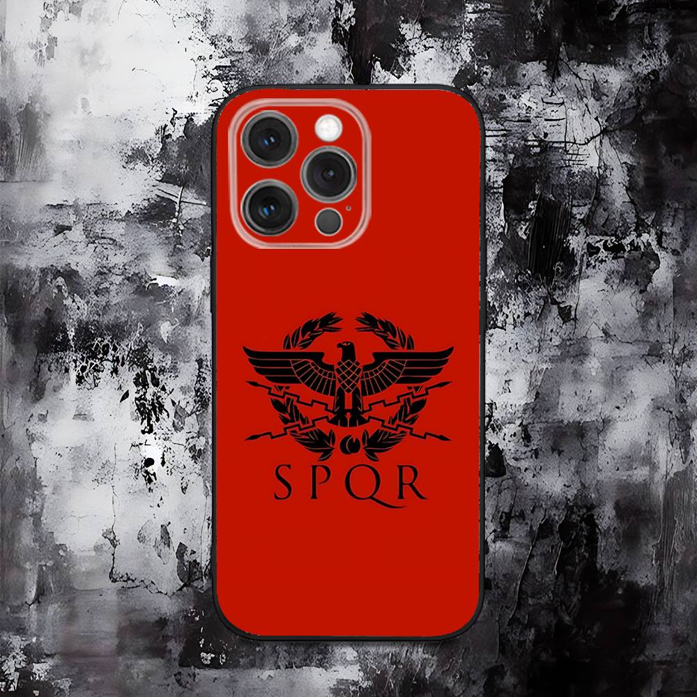Roman Empire SPQR Phone Case For iPhone 16,15,14,13,12,11,Pro,Max,Plus,X,XS,SE,E,Mini,Soft Silicone Black Case