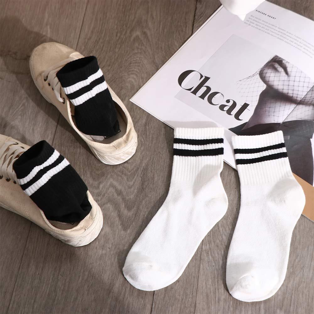 Fashion Cotton Unisex Two Bar Casual Hosiery Korean Style Socks Middle Tube Hosiery Female Socks