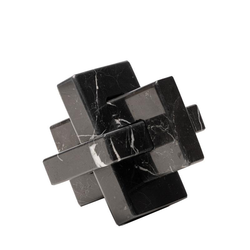 Creative Geometric Stone Sculpture Yellow Cave Stone Cross Ornaments Spliced Looped Square Ball Home Decoration Accessories
