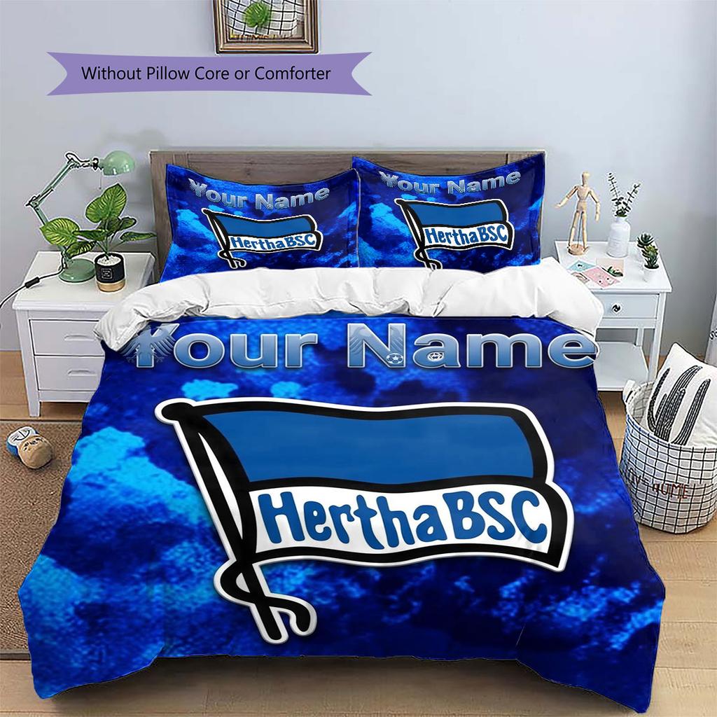 Hertha BSC Custom Name Pattern Bedding,Quilt Set Quilt Cover Pillowcase Home Birthday Gift(1 * Duvet Cover + 2 * Pillowcase, Without Core)