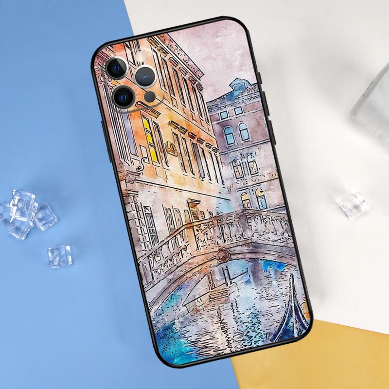 Travel italy Street Venice Phone Case For iPhone 16 Pro Max 16e 12 13 Mini 11 14 15 Pro Max XR 15 16 Plus Cover Shell