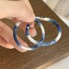 Verlaufend Blaue Handgefertigte Baumwollfaden-Ohrringe - Vintage Minimalistisch Chinesische Hänge-Creolen für Frauen