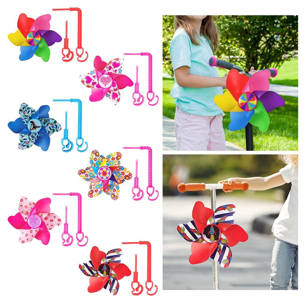 Bike Handlebar Pinwheel Easy to Install Colorful Decoration Bike Accessory for Kids Pushchair Bicycle Scooter Tricycle Windmill