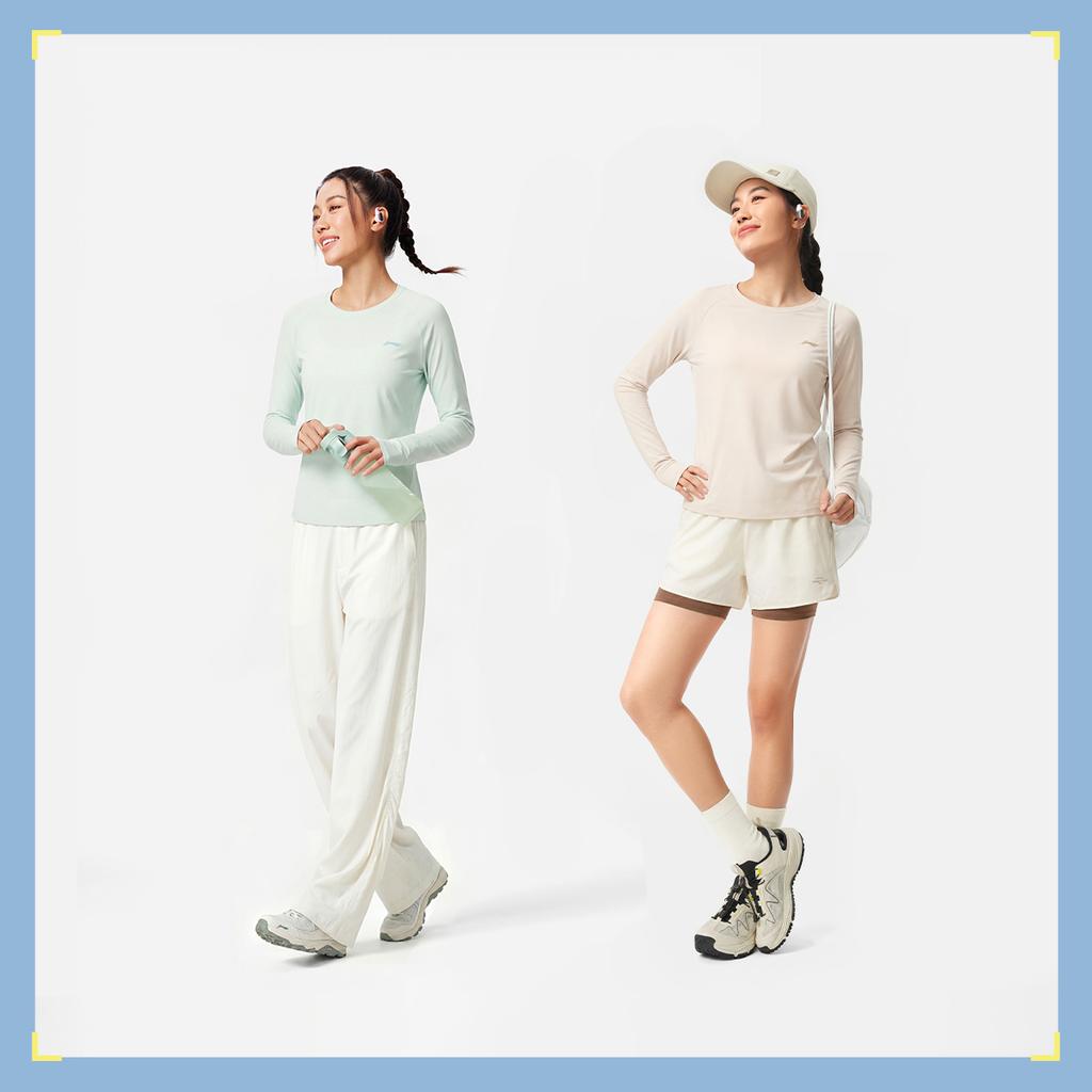 Li Ning Fitness Series Round Neck Logo Letter Stitching Regular T-Shirt Women tops ATLW098-4