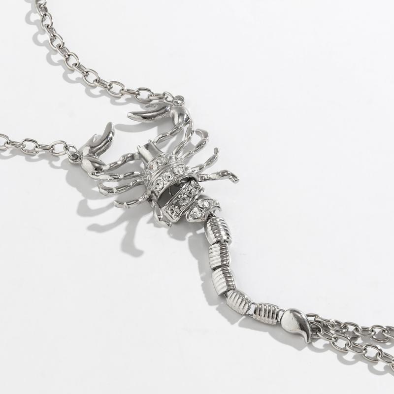 Punk Rhinestone Scorpion Breast Belly Body Chain for Women Cool Crystal Spicy Girl Chest Chain Necklace Bodychain Accessories