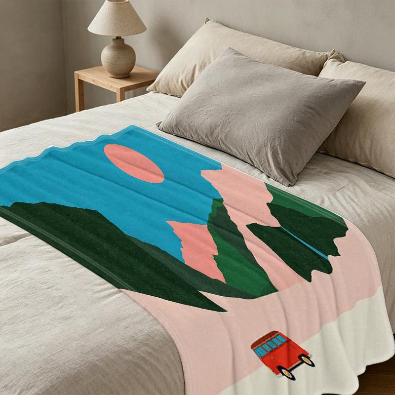 Printed Flannel Blanket: Soft Cozy Warm Breathable Throw for Dorm Bed, Home Decor, Christmas & Halloween