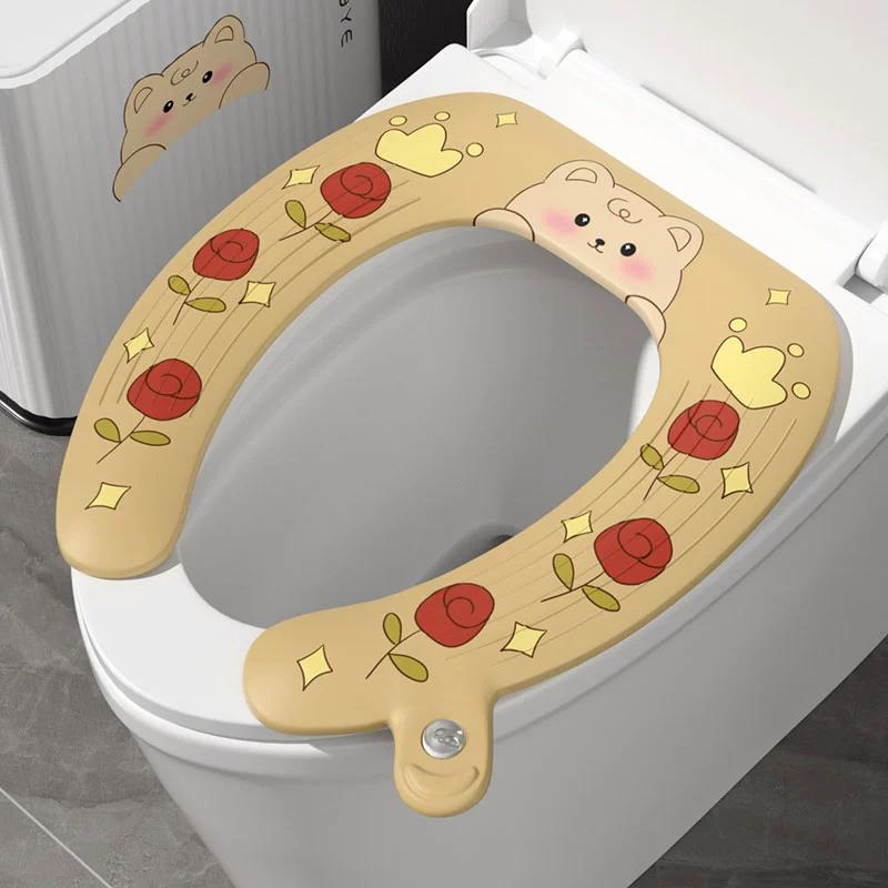 Adhesive Toilet Seat Cushion, Double-sided Waterproof with Built-in Fragrance Toilet Seat, Suitable for All Seasons, Cute Animal Seat Cushion