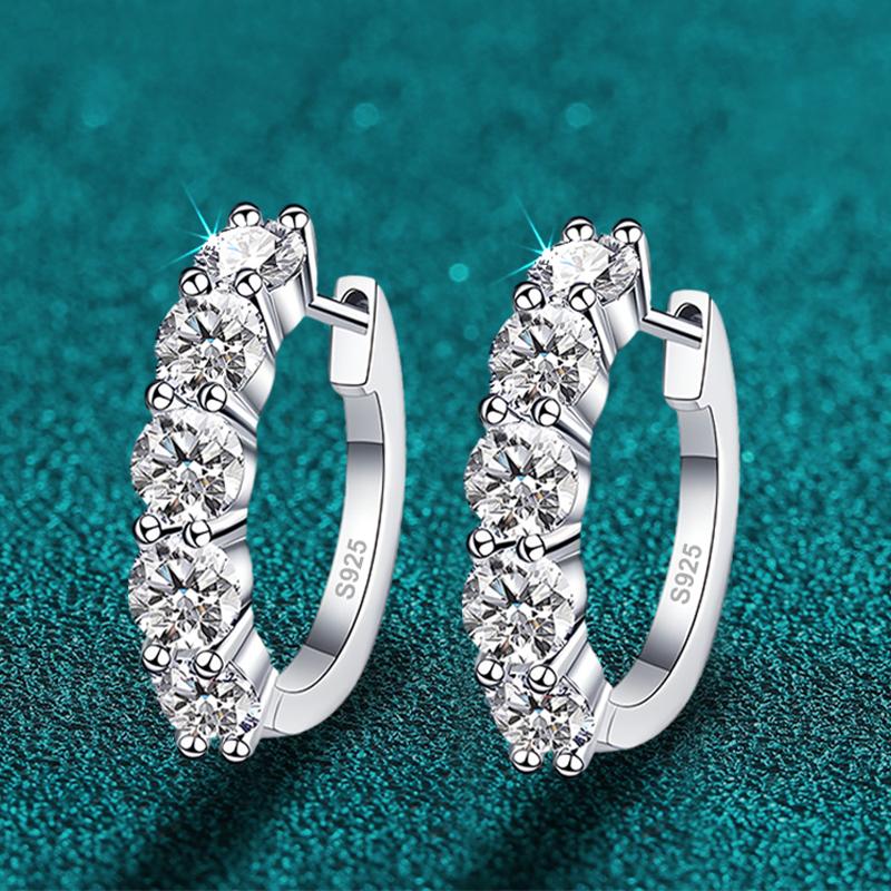3mm D Moissanite Earrings 925 Sliver Plated White Gold Hoop Earring for Women Wedding Party Fine Jewelry