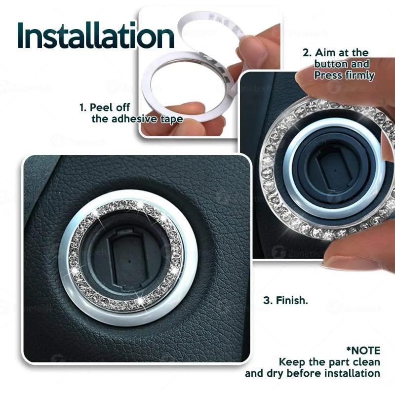 Car Ignition Key Ring Diamond Rhinestone Stickers for Auto Motorcycle Styling Bling Decoration Key Circle Button Car Accessories