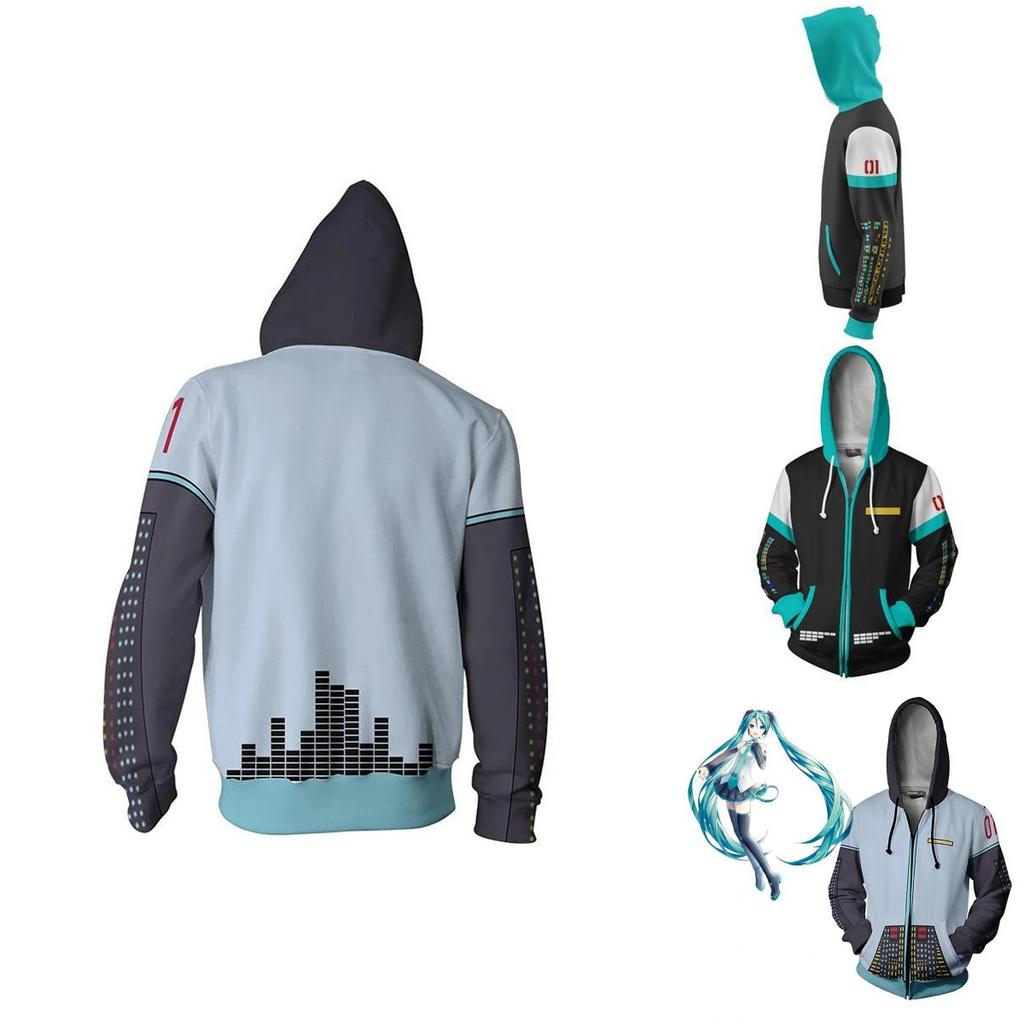 Cozy Anime Hatsune Miku Vocaloid Hoodie With Vibrant 3d Graphic Design For Comfort