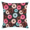 Donut Print Pillowcase Home Bedroom Living Room Sofa Cushion Cover 45x45cm Peach Skin Pillowcase