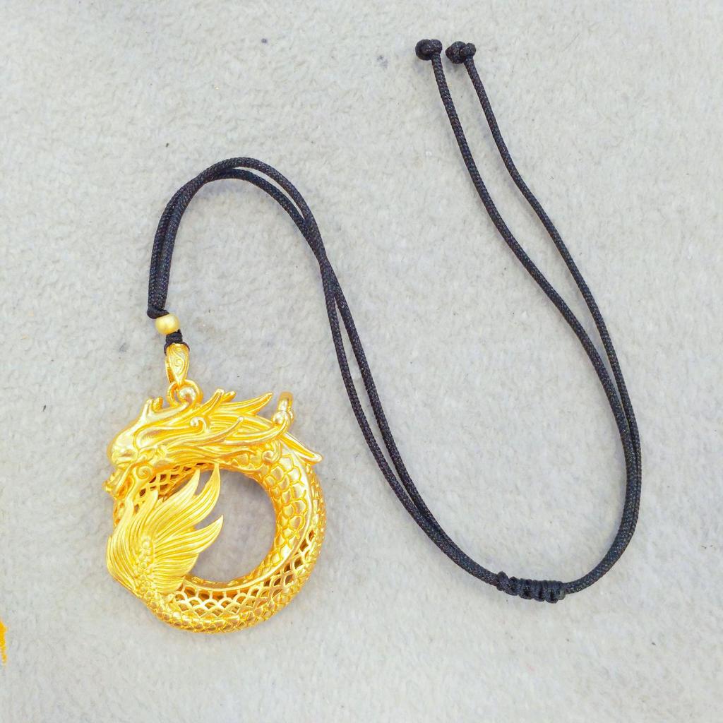 Gold Dragon and Phoenix Zodiac Necklace - Unisex Pendant for Year of the Dragon