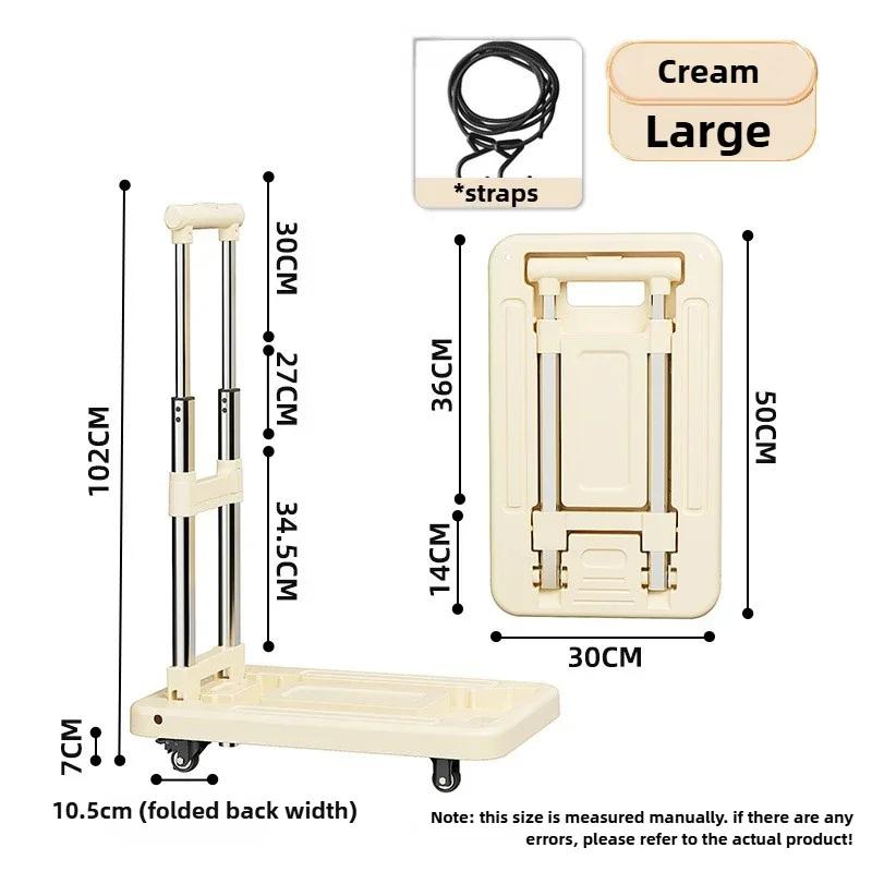 Wheeled Small Truck with Foldable Pull Rod Portable Shopping Cart Household Grocery Cart Small Pull Cart, Luggage Cart