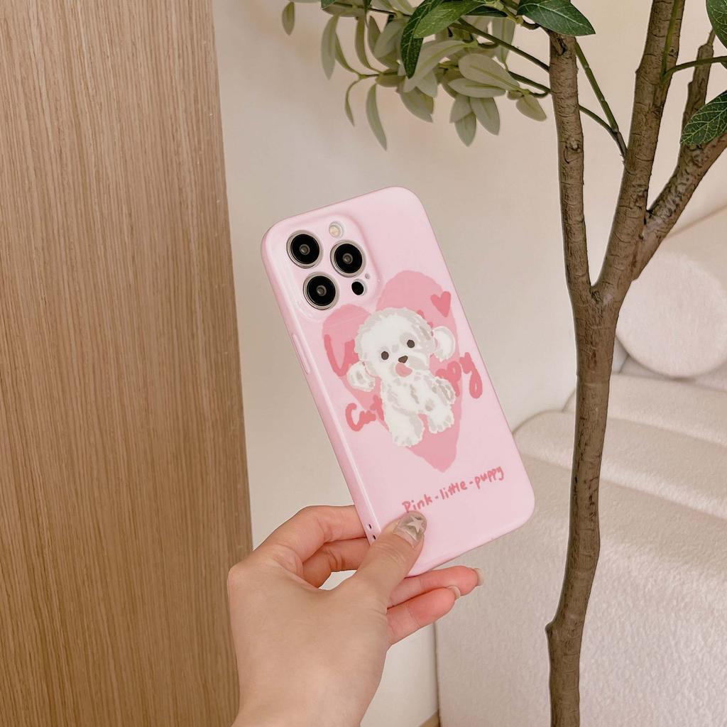 Pink Puppy Dog Imd Phone Case For Iphone 13 12 Promax 11 14 Pro Max Soft Silicone Shockproof Back Cover Capa Cover