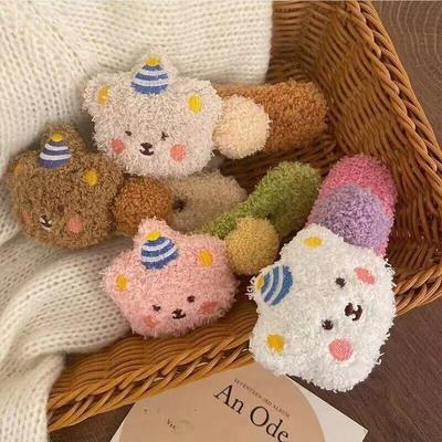 Plush Bear Hair Clip for Women Fashion Large Duckbill Clip Sweet Cute Girl Side Clip Hairpin