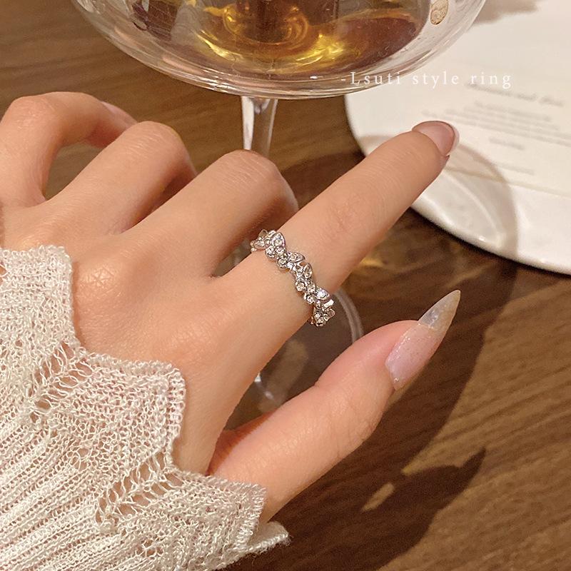 Flash Diamond Butterfly Ring Female Opening Adjustable Internet Celebrity Ring Ring Korean New Personality Hand