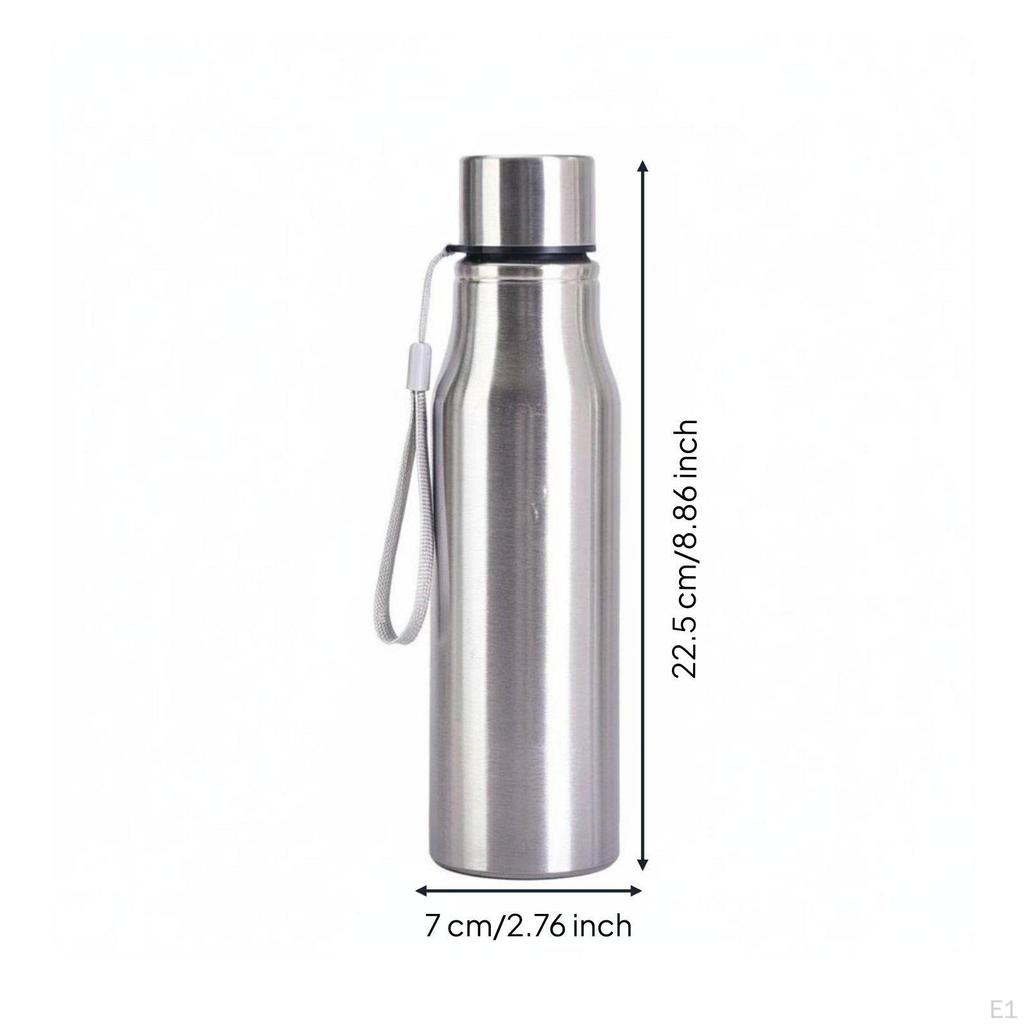 Stainless Metal Water Bottle Minimalist Design Insulated Travel Mug with Strap Portable
