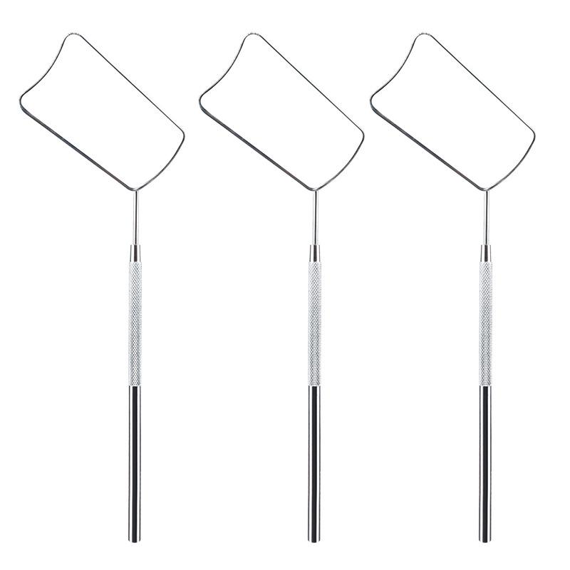 Handheld Stainless Steel Fan-Shaped Lash Inspection Mirror for Eyelash Extensions
