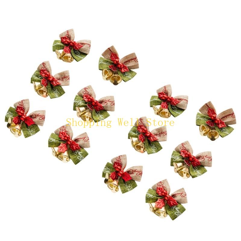 KX4B Burlap Bows Ornaments for Christmas Presents Wrapping Decoration Wedding