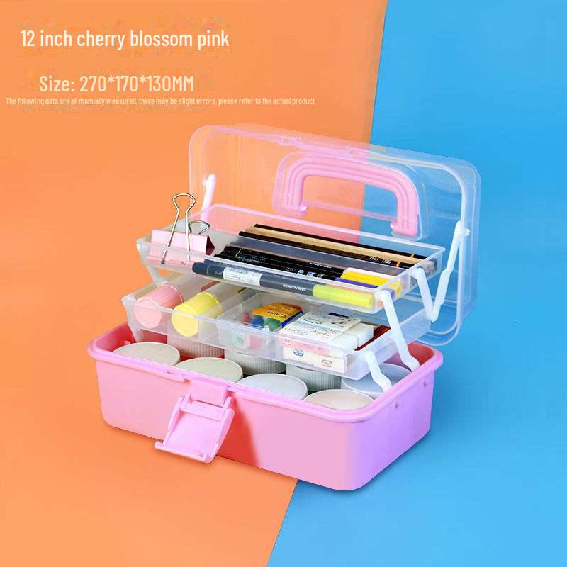 Large Capacity 3-Layer Transparent Art Tool & Pencil Storage Box