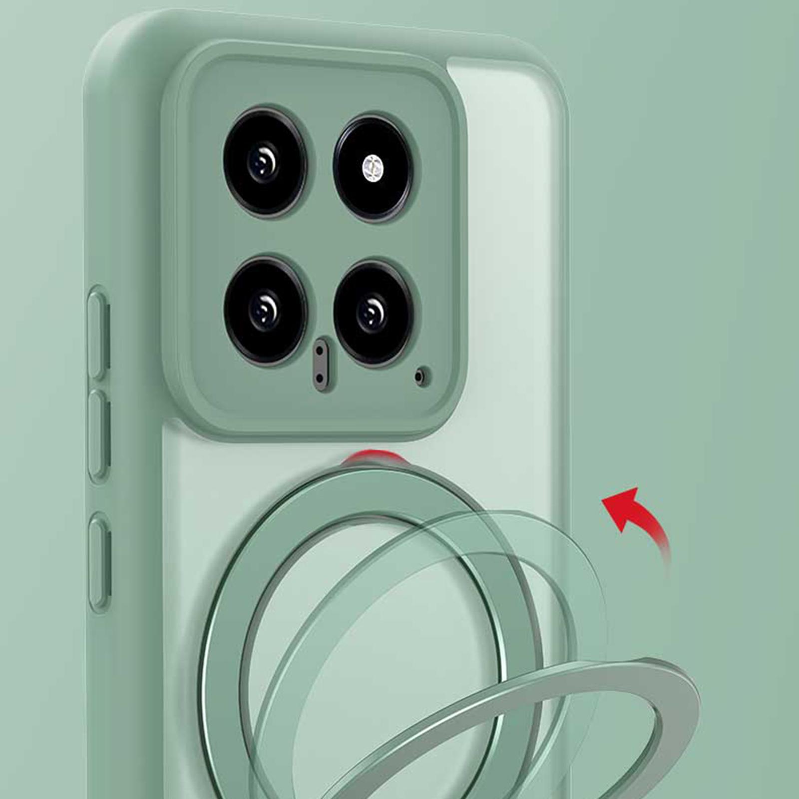 

Magnetic Phone Case for Xiaomi 14 Ring Holder Kickstand PC+TPU Cover Cyan