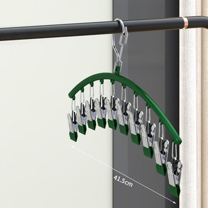 Curved Shape Hanger, Metal Yoga Pants Hangers, Pants Hanger With 10 Clothespins, Space Saving Hanging Hangers, Closet Organizer W/Rubber Coated,