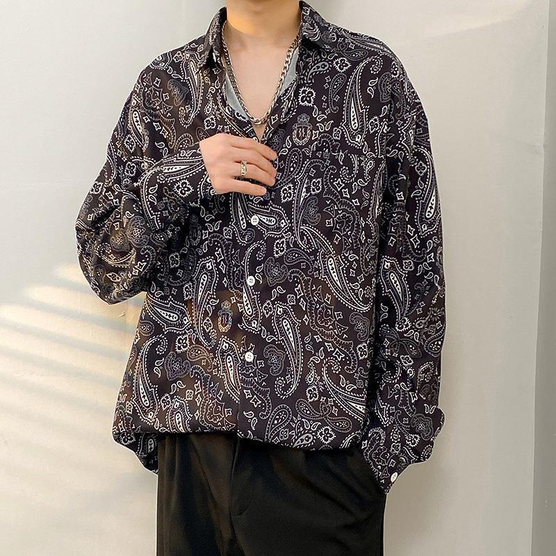 Heren bloemenoverhemd - Japanse en Koreaanse stijl, lente/herfst, trendy retro Hong Kong-stijl, casual all-match jas