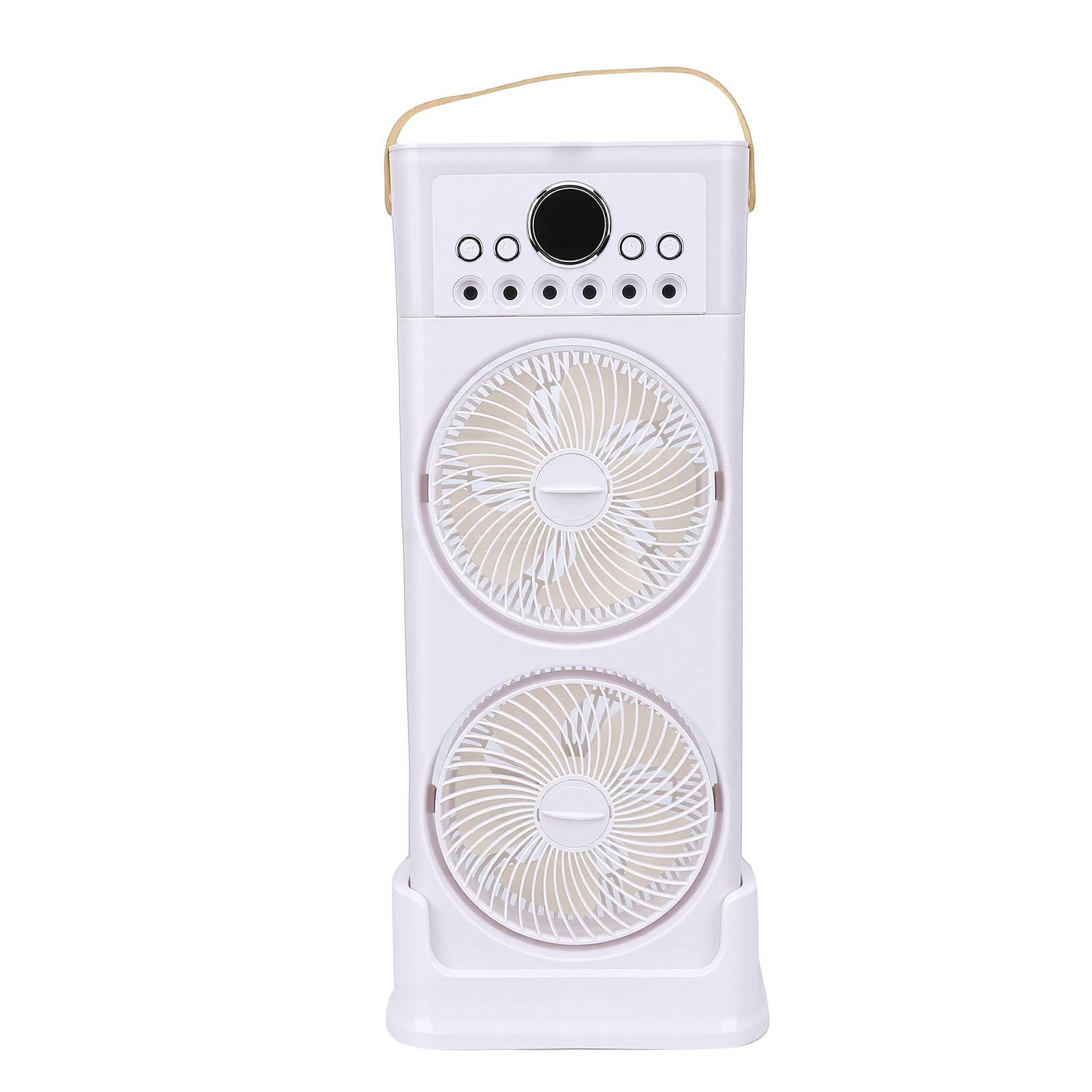 

Dual Fan Mist Cooling Fan with Humidifier 6 Nozzles 360 Degree Adjustable Low Sound USB C Portable for Home Office