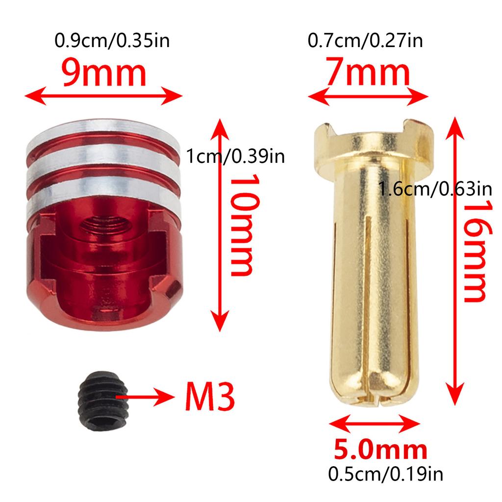 4Pcs/Set Battery Heatsink Bullet Plugs & Grips Kit 5.0mm For 1/10 Off-Road Truck RC Car Accessories Upgrade Part New