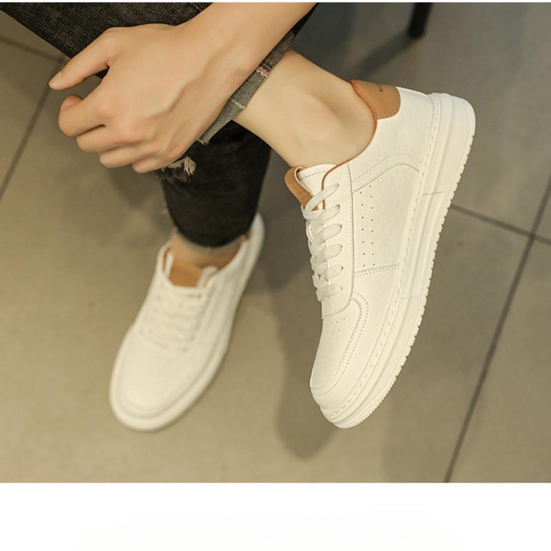 Small White Shoes Men's Summer Breathable Comfortable Fashion Hundred Matching Men's Casual Leather Shoes Men's White Shoes Sports Board Shoes