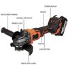 1600W 388VF Brushless Cordless Angle Grinder Grinding Machine Cutting 12000rpm Electric Grinder Power Tool with Batteries