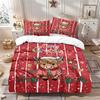 3-teiliges Weihnachtliches Highland-Kuh Roter Druck Kabelloses Quilt-Set Mehrere Größen Schlafzimmer Bettwäsche Feiertagsdekoration Weich Maschinenwaschbar