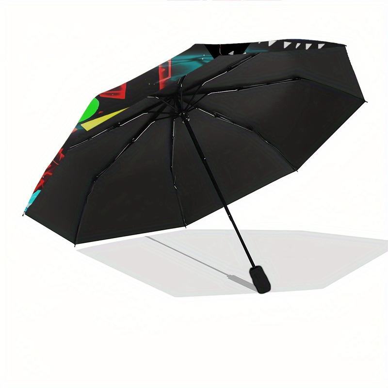 Geometry Dash Automatic Folding Umbrella 8 Ribs Lightweight Design, Durable Iron Frame, Compact and Portable, Ideal Birthday or Christmas