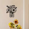 Modern Black Metal Sunflower Lily Wall Vase Sculptural Home Decor
