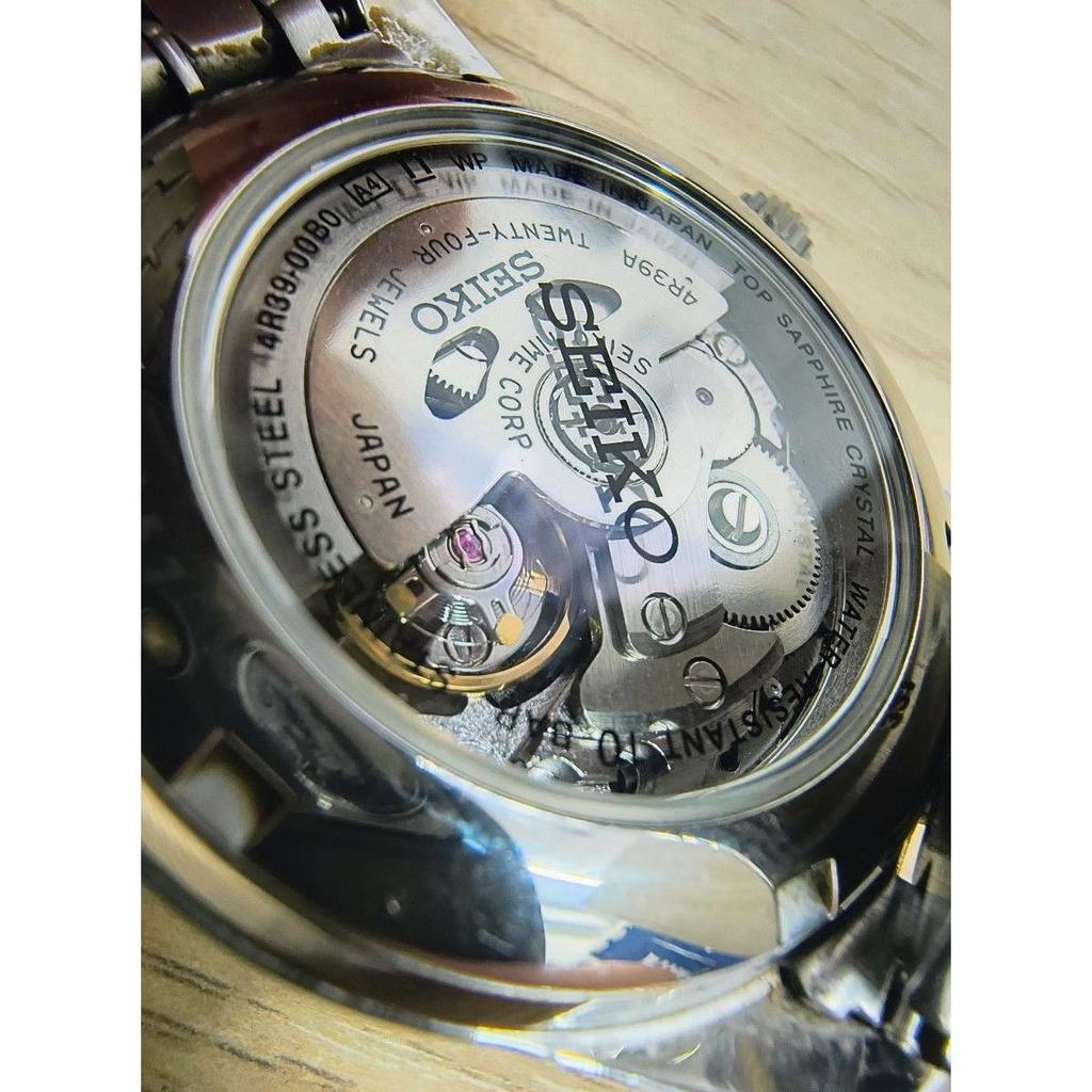 Used SEIKO automatic watch black dial open heart arm circumference approximately 180mm