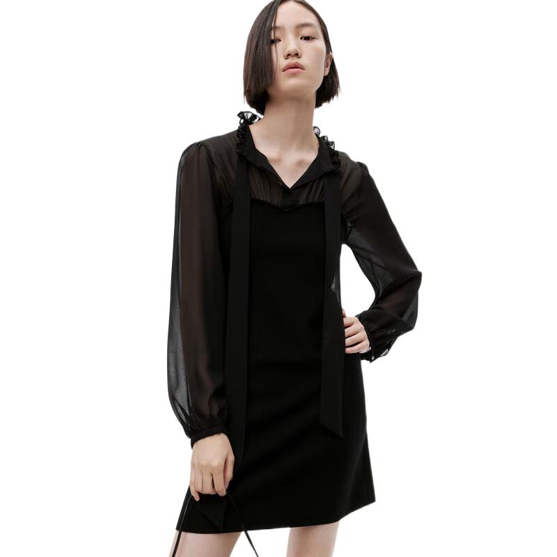 

MO&Co. Spliced Mulberry Silk & Wool Knit Dress S