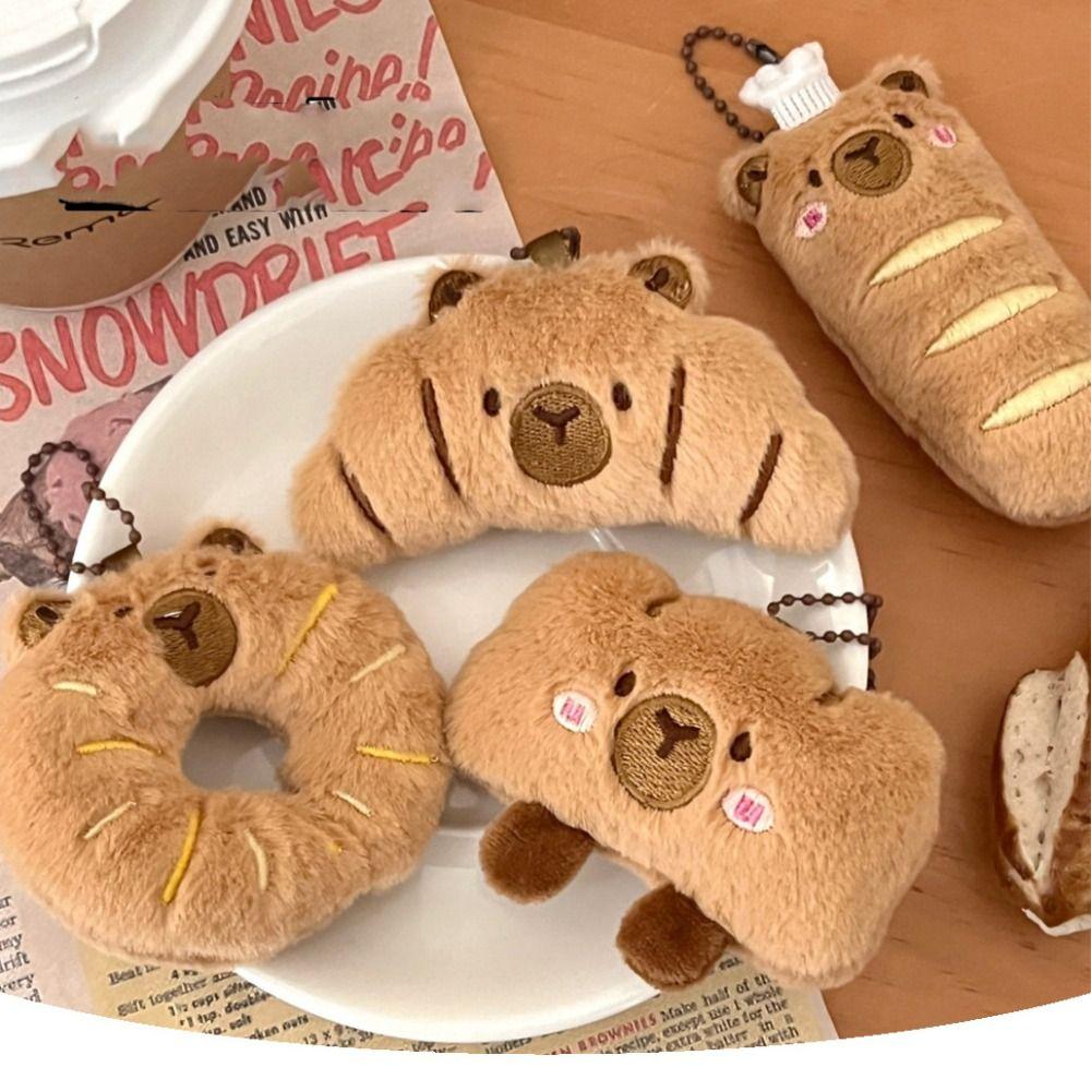 Croissant Capybara Pendant Decoration Plush Bread Key Chain Creative Food Plush Keychain  Couple