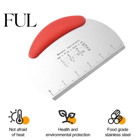 Effortless To Use Dough Cutter Stainless Steel Bench Scraper Double-scale Design Pastry Non-Slip Handle Tool for Home Food-grade