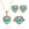 New Accessory Set Necklace Ring Earring Inlaid With Navy Blue Heart-shaped Design Women Fashionable High-end