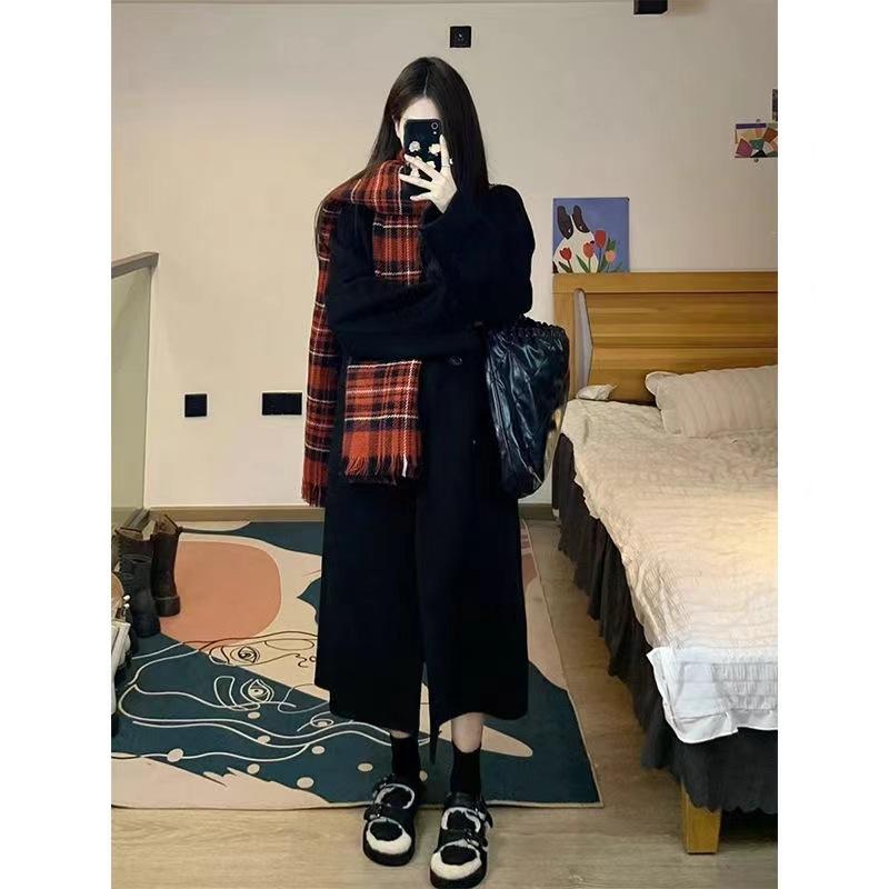 Gray Woolen Outerwear Women's Autumn and Winter Latest Small High-end Medium and Long Coat