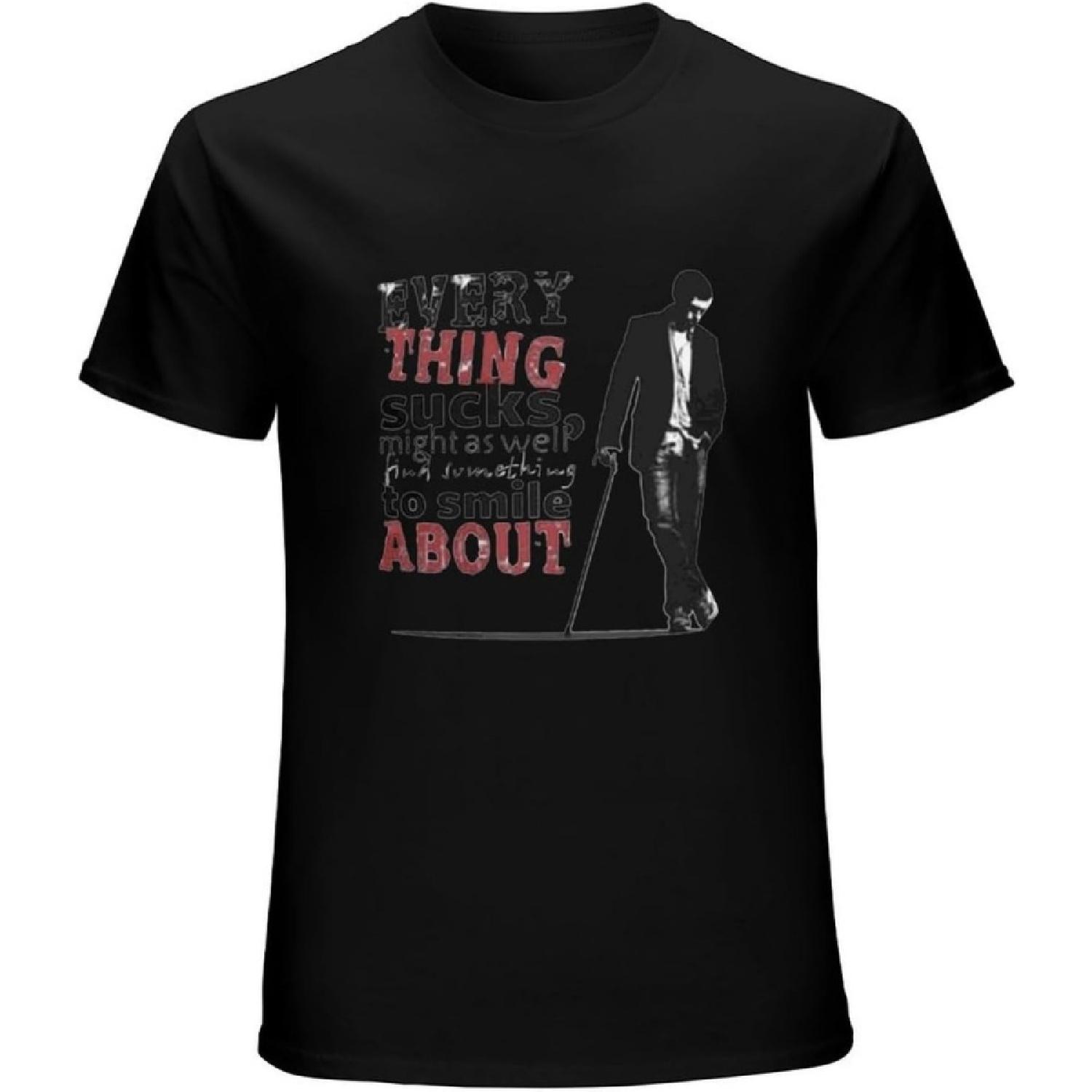 NUTU Men s T Shirts EST Dr House MD Everything Sucks Funny Tees Cotton T-Shirt PlSize Tops Shirt Black S