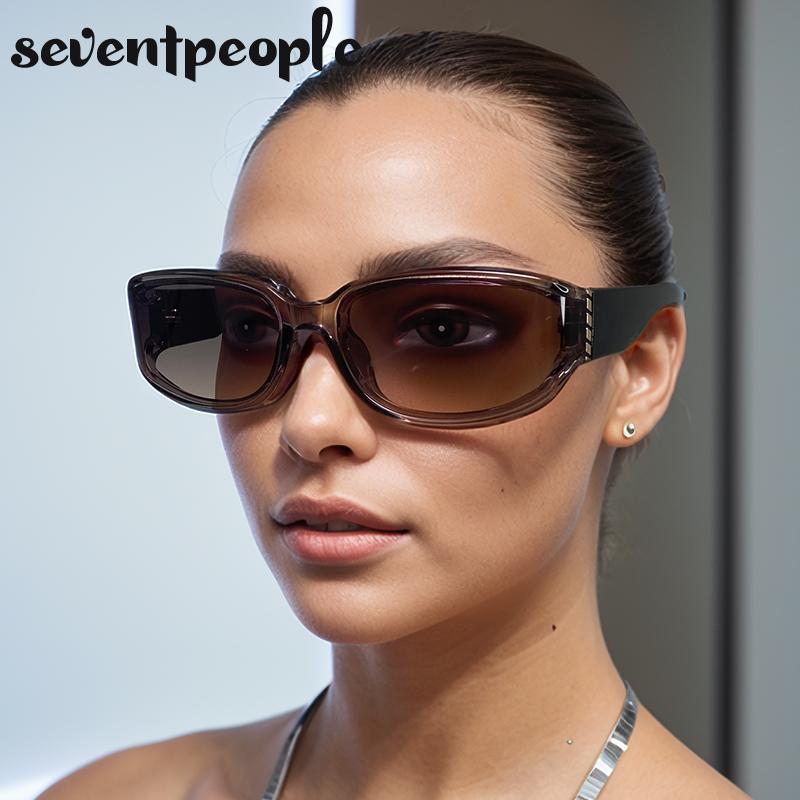 Curved Surface Rectangle Sunglasses Women  Luxury Brand Vintage Trendy Eyewear Shades For Ladies Stylish UV400 Protection
