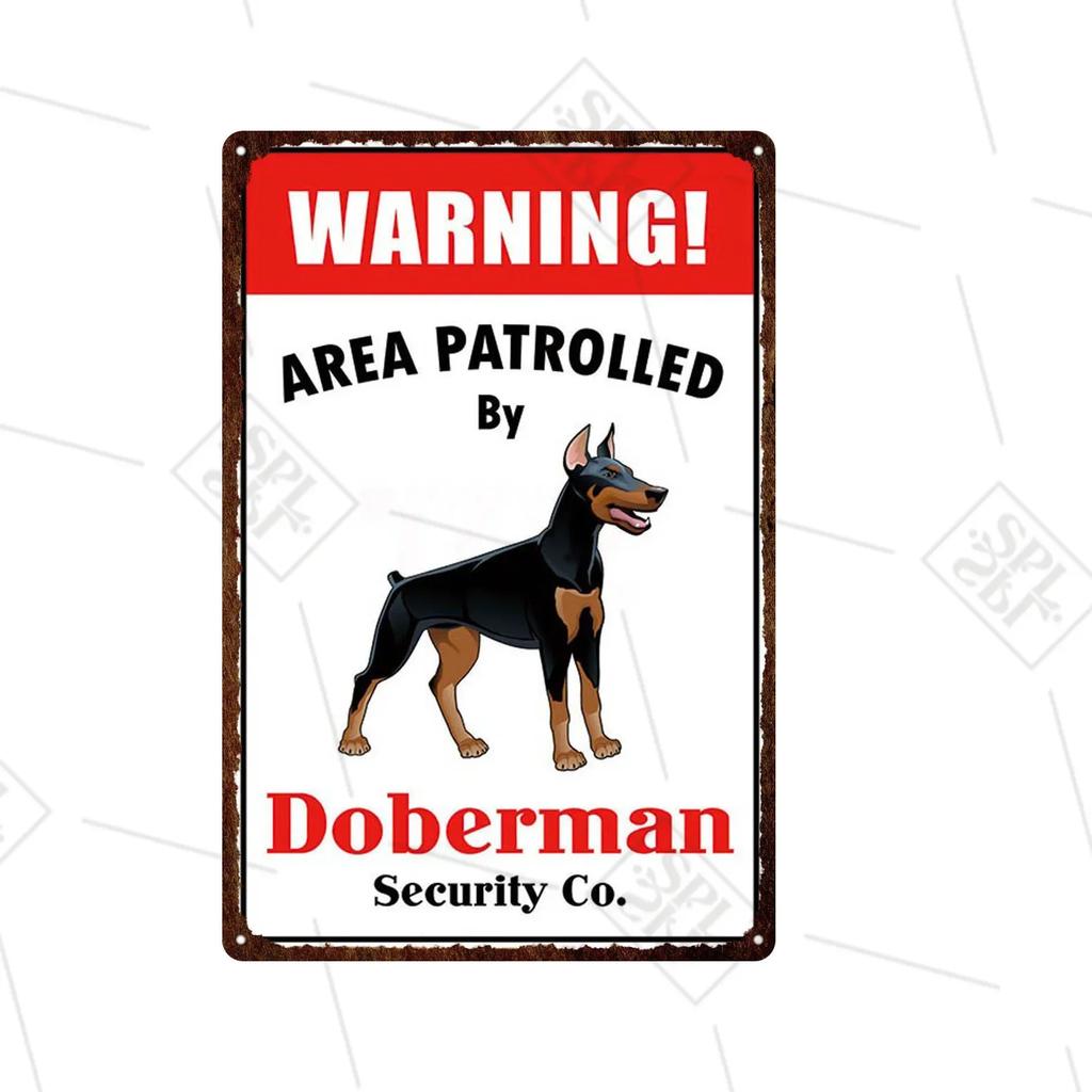Akita Corgi Dog Breed Metal Sign Beware Of The Dog Warning Sign Pet Shop Wall Decoration Family Doorplate Vintage Tin Plaque