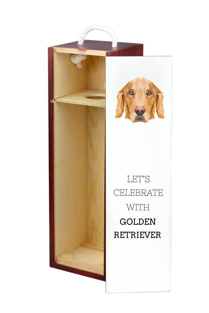 Golden Retriever - Geometryczne Pudełko Ze Zdjęciem I Napisem Na Wino Marki Art-Dog