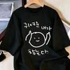 Unisexs Elegant Korean Style Short Sleeve Tee Printed With Korean Text Funny Casual Graphic Top
