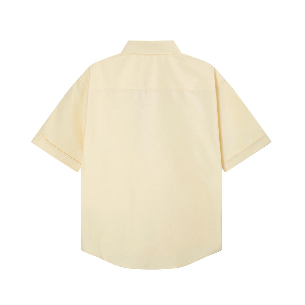 AMI Men's Classic Spring and Autumn Red Heart Embroidered Casual Cotton Solid Color Short Sleeve Shirt On the Chest