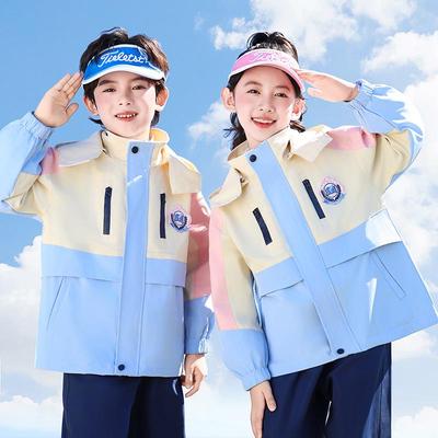 Autumn/Winter Primary School Uniform Set: Cold-Proof Windbreaker & Sportswear Three-Piece for Kindergarten and Class.