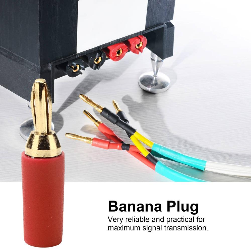 10 PCS 2.5mm Banana Plug Assortment 30VAC/60VDC 10A Copper Gold Plated Speaker Plug Connector Four Blade Solder Type