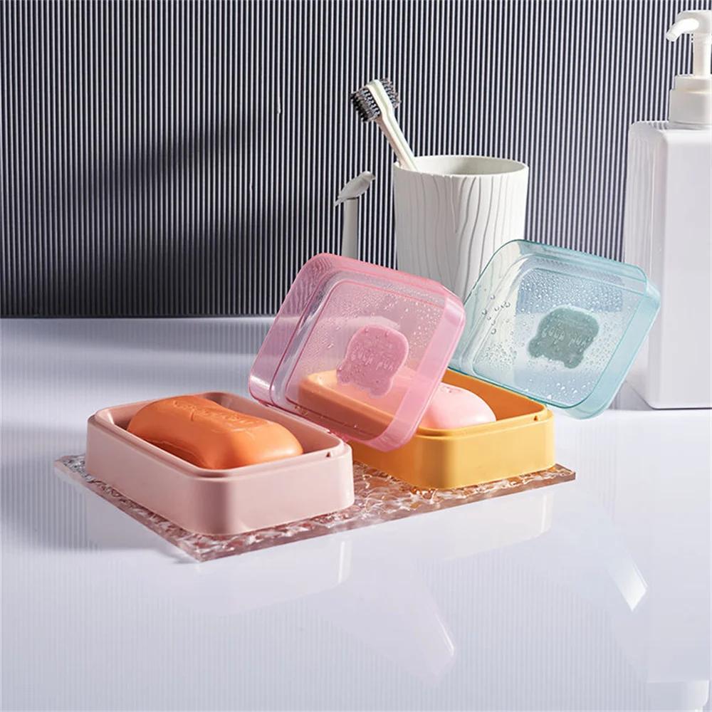 Portable Soap Dish with Lid - Plastic Travel Soap Holder, Keeps Soap Dry for Bathroom Home Outdoor