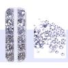 1 Set Round Nail Art Rhinestone Kit with Storage Box 12 Grids Flatback Rhinestone DIY Nail Design Crafting Decoration Fake Gems